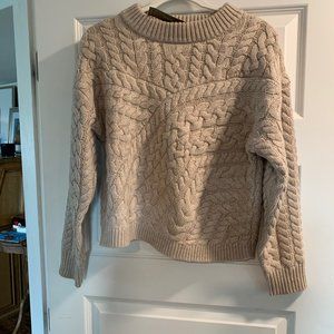 J Crew Curved Cable Knit Sweater